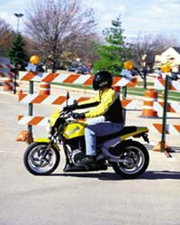 Rider in a work zone