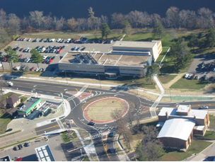 Overhead view of roundabout.