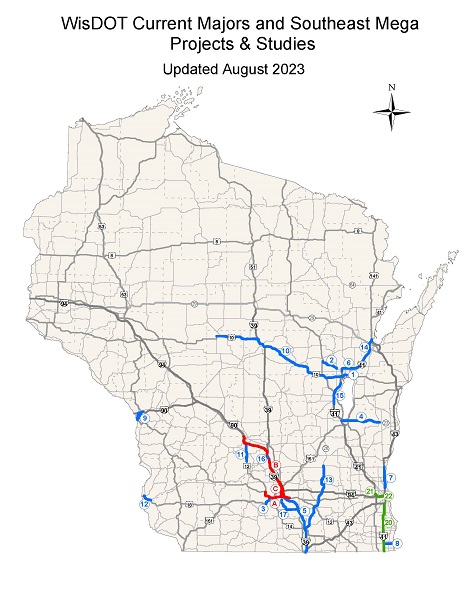 Map showing Major HIghway Projects and Studies