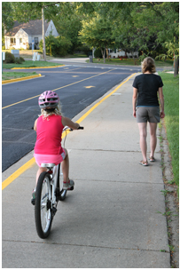 Riding bike on sidewalk correct