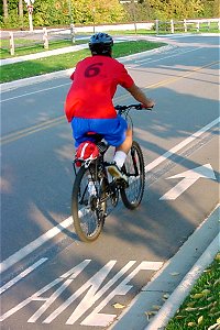 Bicyclist riding in bike lane