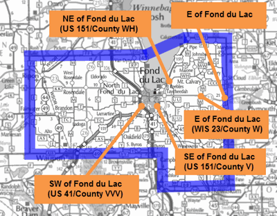 Fond du Lac County park and ride lots.