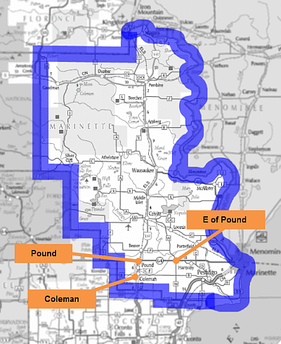 Marinette County park and ride lots