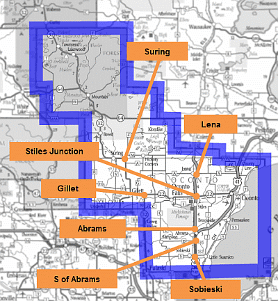 Oconto County park and ride lots