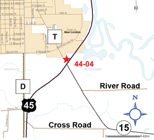 Map of Outagamie County park and ride lot New London (US 45/WIS 15) #4404