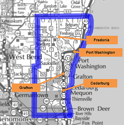 Ozaukee County park and ride lots