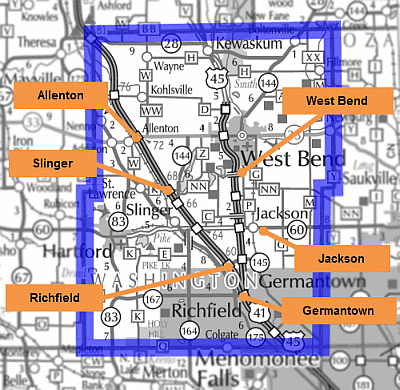 Map of Washington County park and ride lots