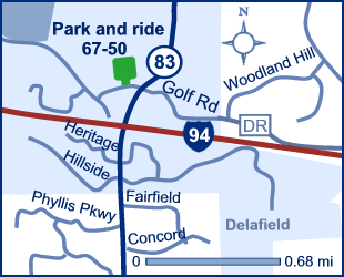 Map of Waukesha County park and ride lot 67-50.