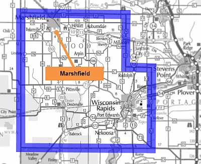 Map of Wood County park and ride lots