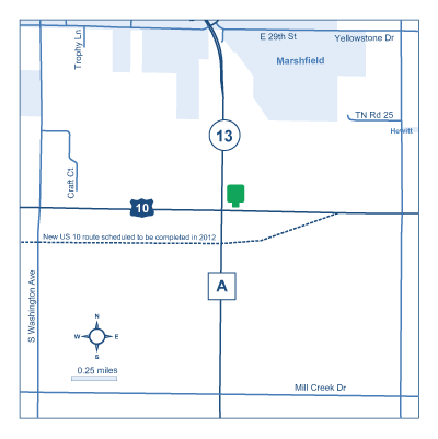 Map of Wood County park and ride lot Marshfield (US 10/WIS 13) #7101