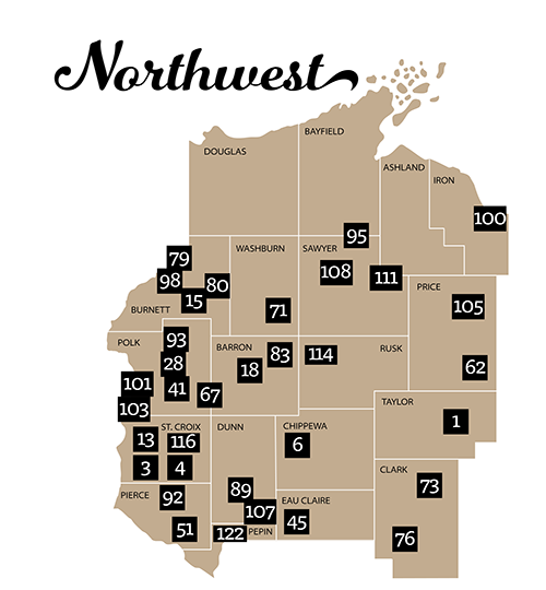 Rustic Roads - northwest region locator map